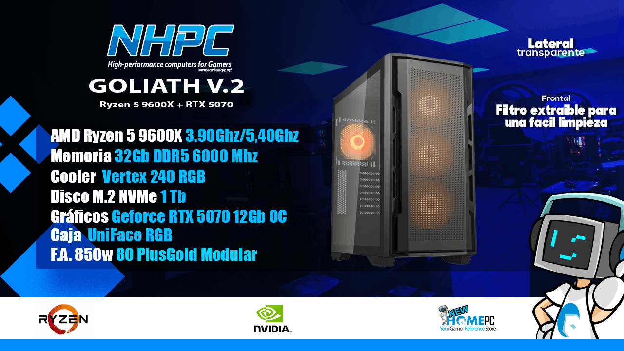 PC Gaming NHPC GOLIATH V.2 Ryzen 5 9600X - 32GB - 1TB - 5070